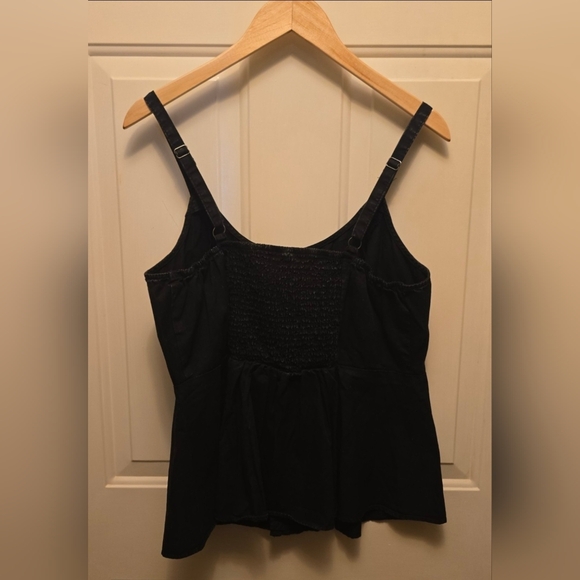 torrid Black Button-Front Peplum Denim Tank Top - Picture 5 of 10